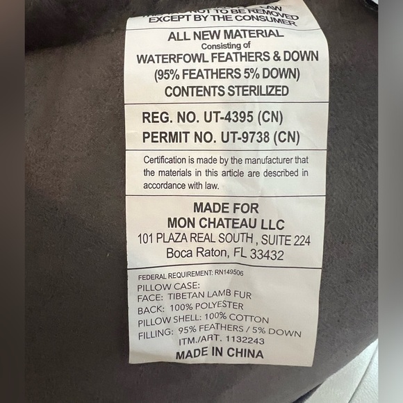 MON CHATEAU Grey Ombré & Minty Green TIBETAN LAMB FUR Down PILLOW 16” x 16” - Picture 10 of 12